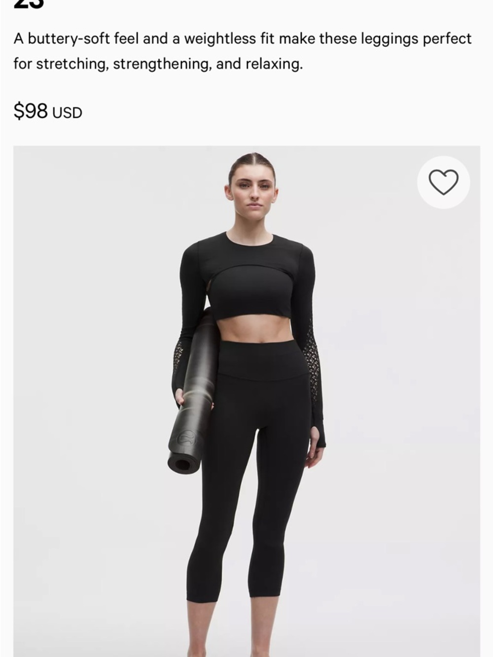 lululemon athletica align Black Cropped High-Rise Leggings (23" Capris)